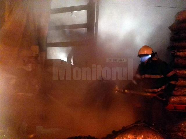 Un autotren încărcat cu cărbune a luat foc în Vama Siret