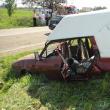 Dacia a fost lovită violent din spate de autoturismul Audi A6