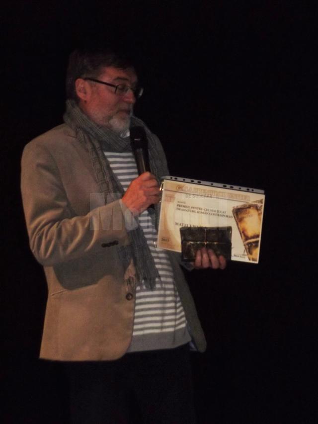 Matei Vişniec a primit, pe scena teatrului care-i poartă numele, Premiul special conferit de Senatul UNITER