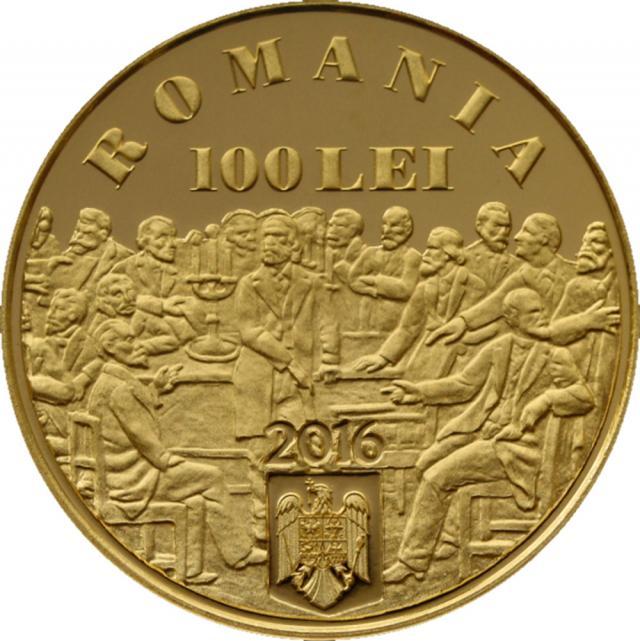 Monedă din aur dedicată împlinirii a 200 de ani de la naşterea lui C. A. Rosetti – avers