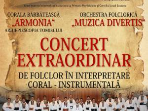 Concert extraordinar de folclor în interpretare coral-instrumentală, la Casa de Cultură Suceava
