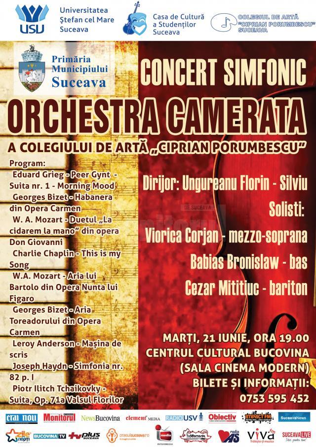 Concert simfonic cu Orchestra Camerata a Colegiului de Artă „Ciprian Porumbescu”