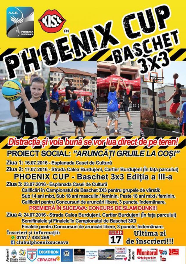 Phoenix Cup - Baschet 3 x 3, competiţie sportivă în centrul municipiului Suceava şi în Burdujeni