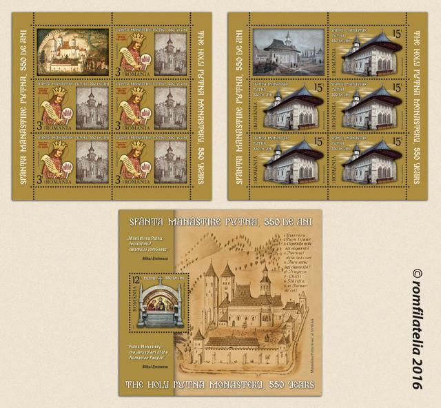 Emisiunea de mărci poştale „Sfânta Mănăstire Putna, 550 de ani”