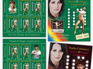Emisiunea de mărci poștale „Nadia Comăneci, primul 10 olimpic al gimnasticii”