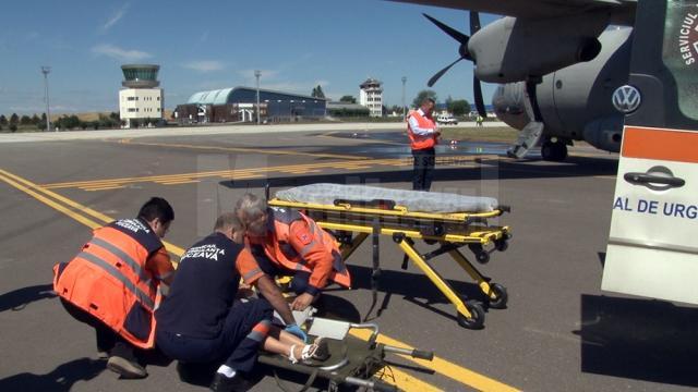 Exerciţiu de simulare a unui incendiu, la aterizarea unui avion de pasageri