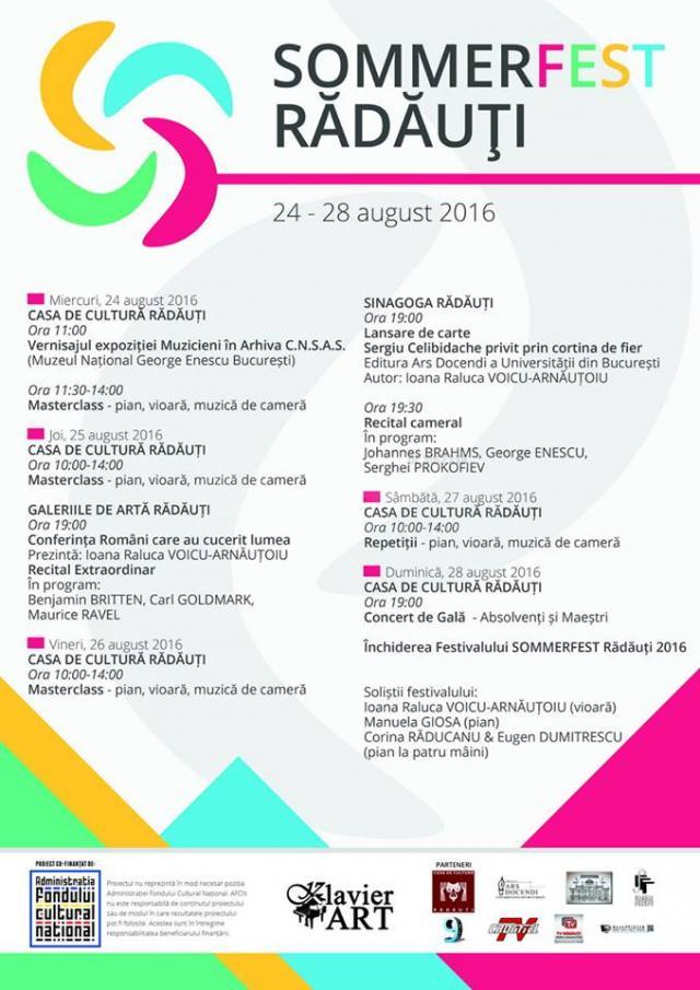 Festivalul Sommerfest Rădăuţi, în perioada 24-28 august