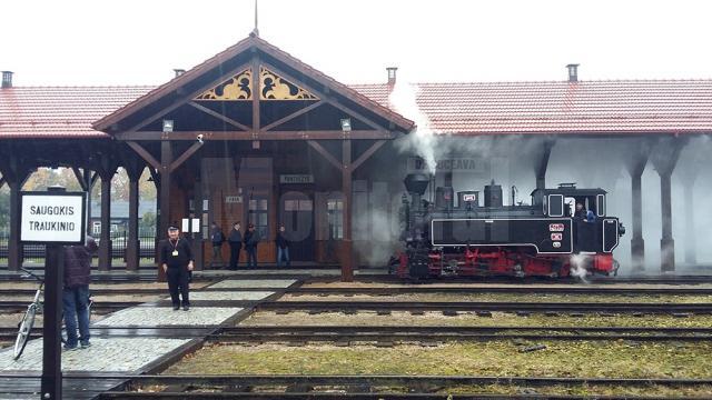 Locomotiva românească în gara Panevezys din Lituania