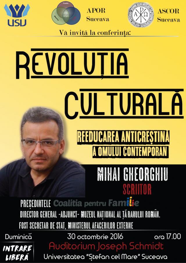 Conferința „Revoluția Culturală - Reeducarea anticreștină a omului contemporan”, la Universitatea „Ștefan cel Mare”