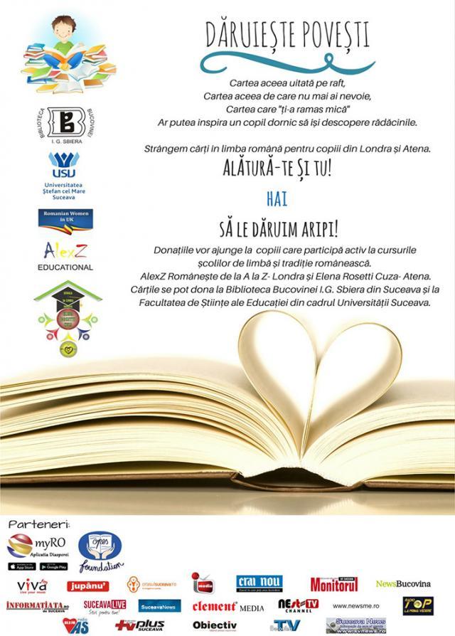 „Dăruieşte poveşti”, campanie publică de strângere de cărţi din donaţii, pentru copiii români din Londra şi Atena