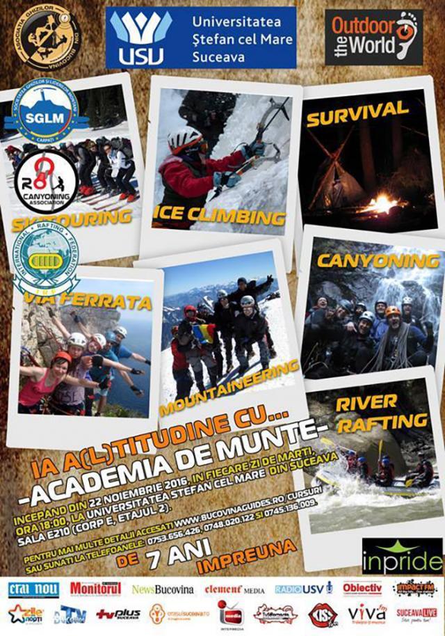 Cursuri gratuite de supravieţuire, alpinism, river rafting şi căţărare pe gheaţă, la Academia de Munte