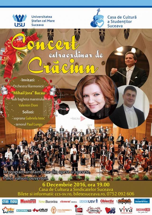 Concert extraordinar de Crăciun cu Orchestra filarmonicii „Mihail Jora” din Bacău