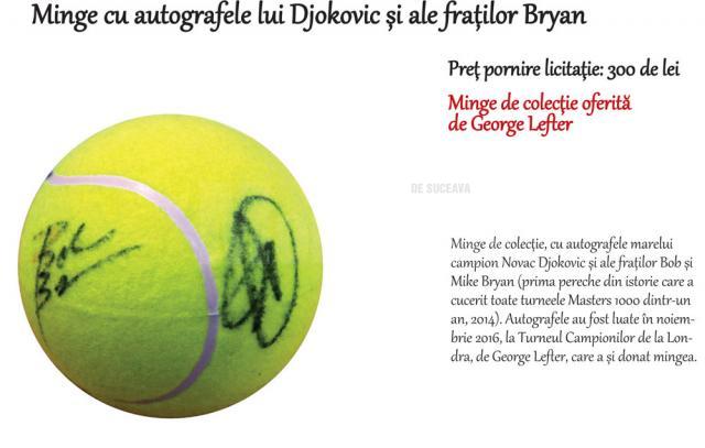 Minge cu autografele lui Djokovic și ale fraţilor Bryan