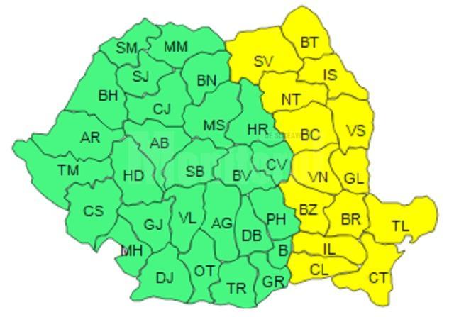 Codul galben de vânt care va afecta judeţul Suceava începând de vineri noapte