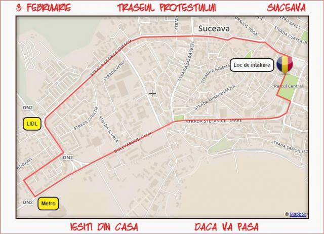 Traseul protestului de vineri din Suceava