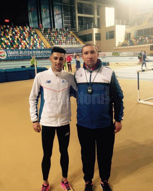 Andrei Dorin Rusu, alături de antrenorul său Cristian Prâsneac la Balcaniada din Turcia