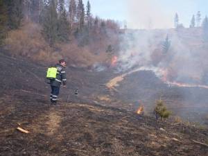 Intervenţie dificilă la un incendiu pe mai bine de cinci hectare, la Câmpulung
