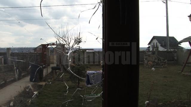 Pietrele aruncate de cei patru agresori au spart geamurile de termopan