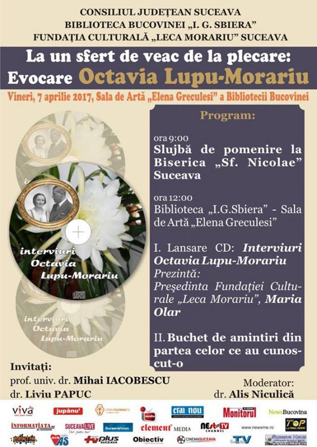 „Evocare Octavia Lupu-Morariu”, la un sfert de veac de la plecare