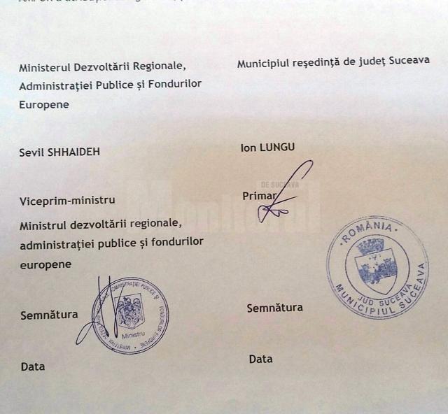 Primarul Sucevei a semnat ieri un acord care dă acces la atragerea a 40 de milioane de euro