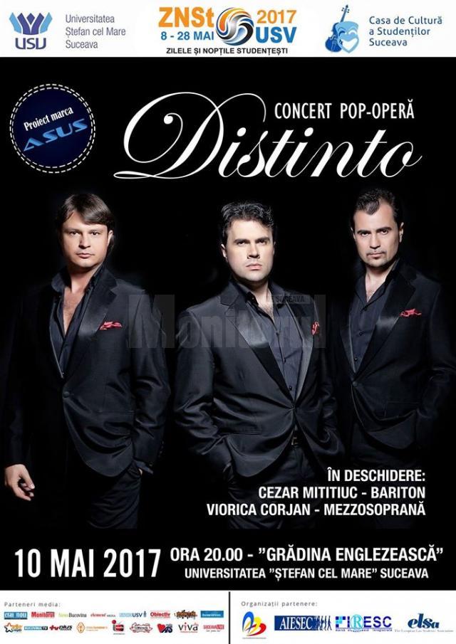 Concert de pop-opera cu trupa Distinto, la Universitatea din Suceava