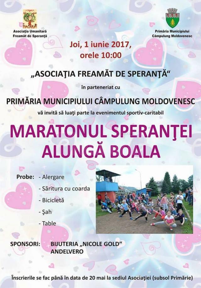 Pe 1 Iunie, „Maratonul speranţei – alungă boala”, la Câmpulung Moldovenesc