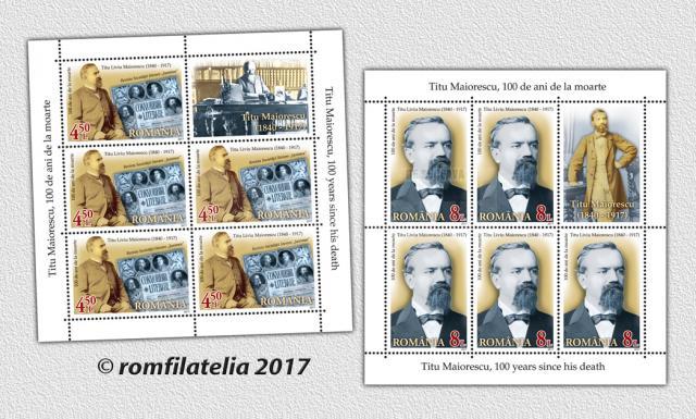 Emisiune comemorativă de mărci poștale dedicată lui Titu Maiorescu