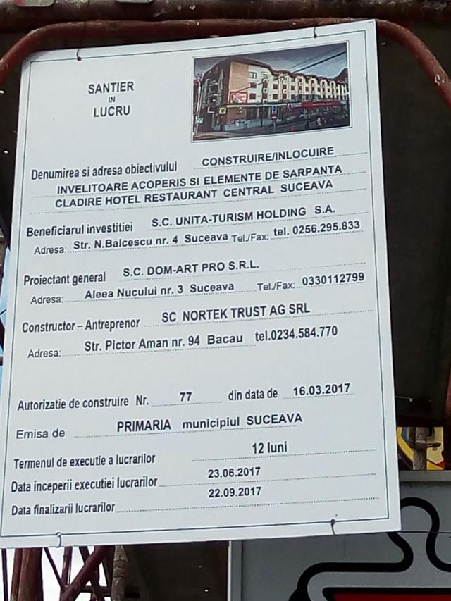 Hotelul Central din Suceava a intrat în renovare