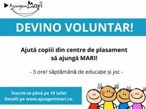 Se caută voluntari care să lucreze câte trei ore pe săptămână cu copiii din centre de plasament