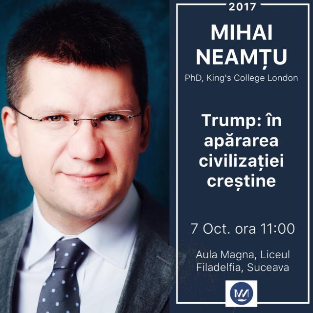 Lansare de carte la Suceava: „Fenomenul Trump şi America profundă”, de Mihai Neamţu