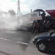Un trailer, aproape să ardă ca o torţă din cauza sistemului de frânare