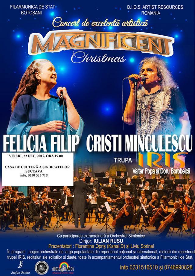 Felicia Filip și Cristi Minculescu, pe scena suceveană, în Concertul de excelență artistică „Magnificent Christmas”