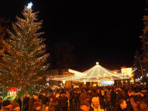 Centrul municipiului Câmpulung Moldovenesc a fost plin de persoane la aprinderea luminilor de sărbătoare