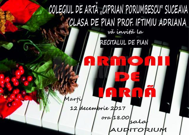 Recital de pian la Colegiul de Artă "Ciprian Porumbescu"