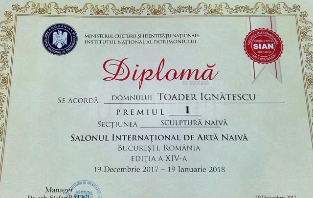 Sculptorul sucevean Toader Ignătescu a obținut Premiul I la Salonul Internațional de Artă Naivă