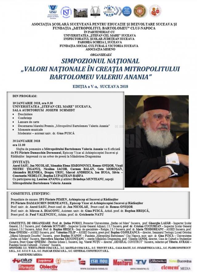 Simpozionul naţional „Valori naţionale în creaţia Mitropolitului Bartolomeu Valeriu Anania”, ediţia a V-a