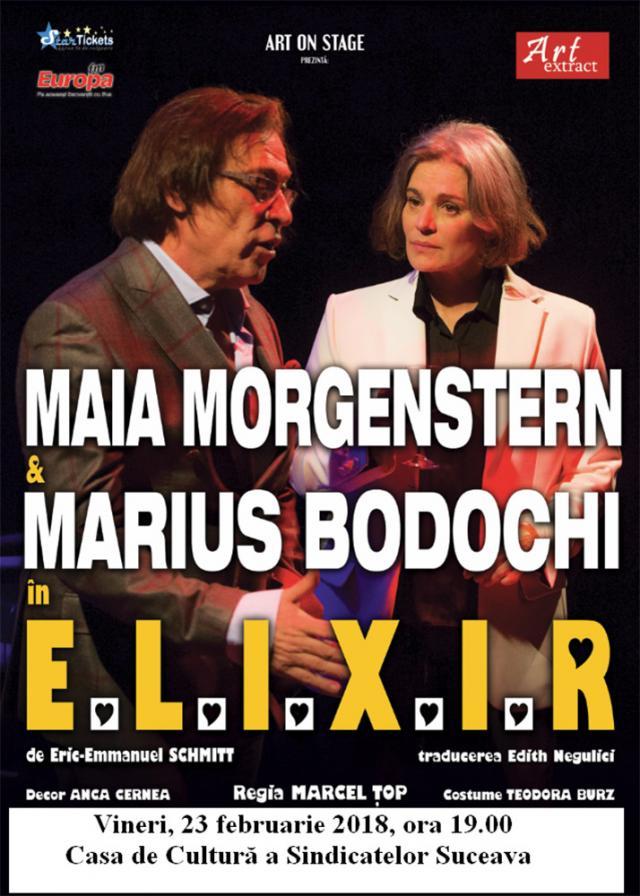 Spectacolul „Elixir" cu actorii Maia Morgenstern și Marius Bodochi, pe scena suceveană