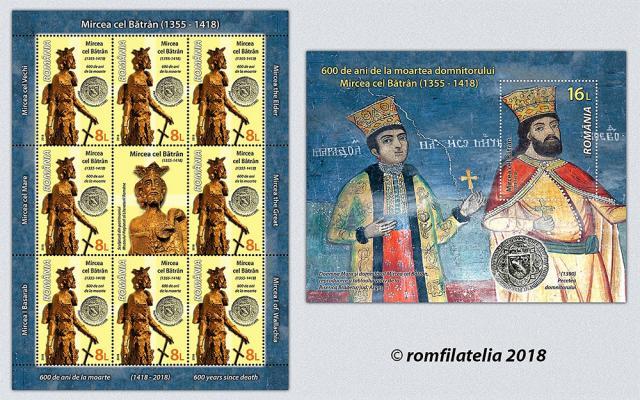 Emisiunea de mărci poștale „Mircea cel Bătrân, 600 de ani de la moarte”