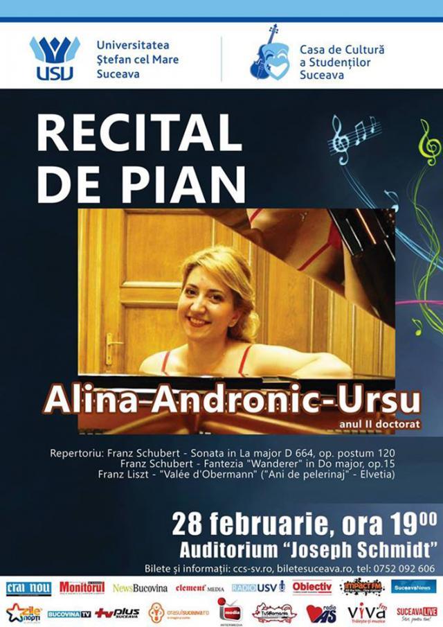 Recital de pian cu Alina Andronic-Ursu