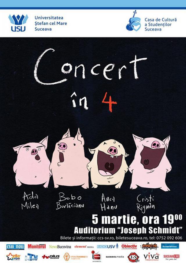 "Concert în 4", pe scena suceveană, cu Ada Milea şi invitaţii săi