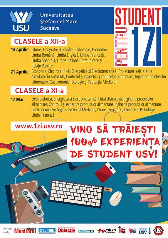 Universitatea din Suceava pregăteşte „Student pentru o zi”, pentru elevii claselor a XI-a şi a XII-a