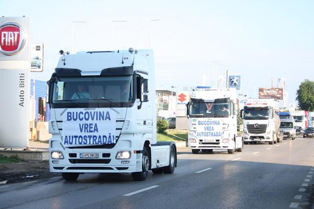 Peste o sută de şoferi suceveni au participat la protestul prin care se cere Guvernului construcţia de autostrăzi în Moldova