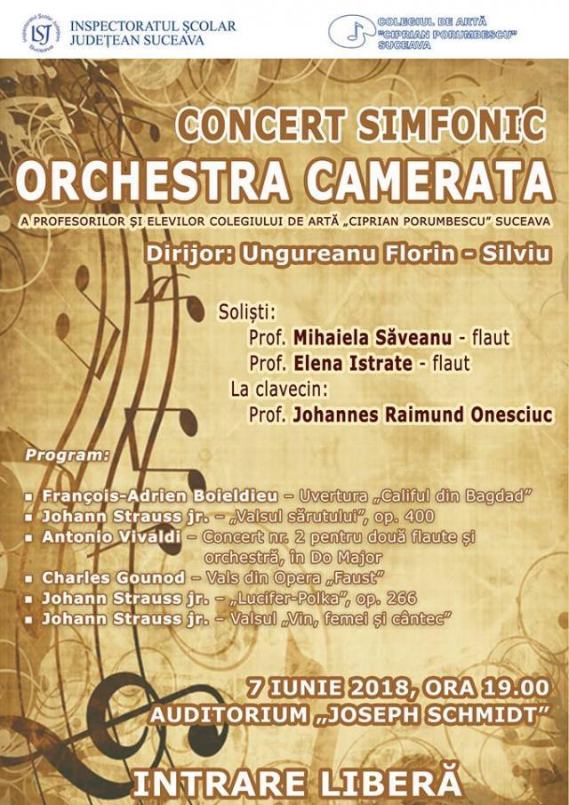 Concert simfonic cu Orchestra Camerata de la Colegiul de Artă „Ciprian Porumbescu”