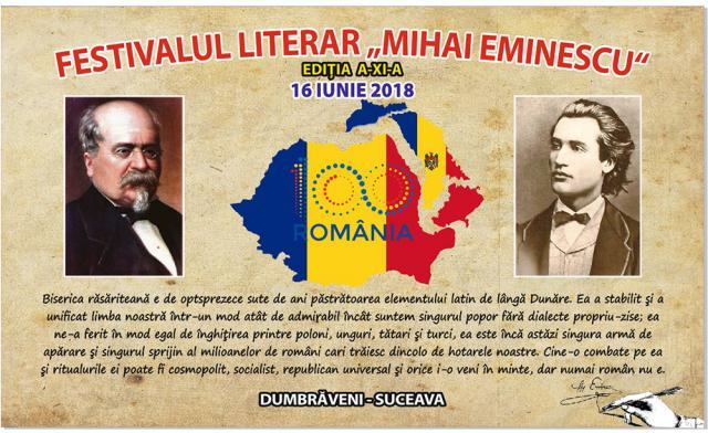 Festivalul Literar „Mihai Eminescu” de la Dumbrăveni, ediţie dedicată Centenarului Unirii