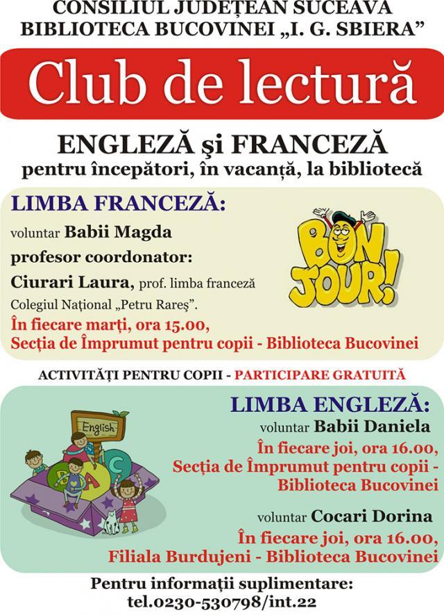 Clubul de lectură în limbile engleză și franceză se redeschide la Biblioteca Bucovinei