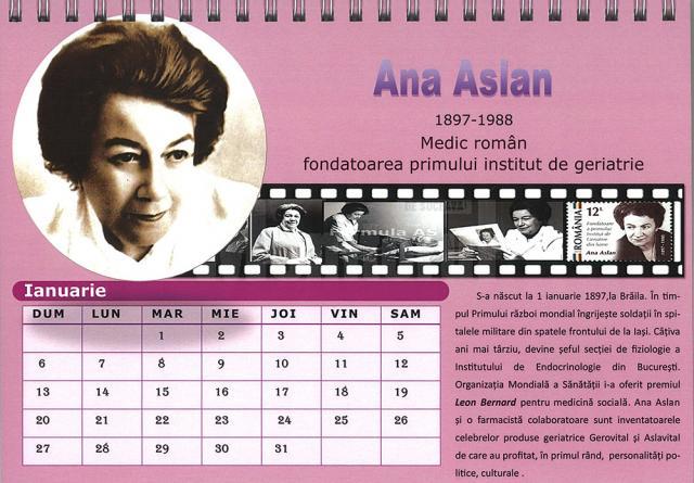 Pagina din calendar dedicată Anei Aslan