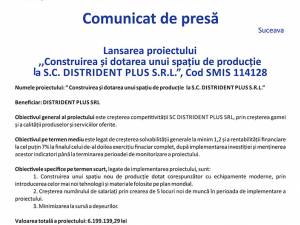 Lansarea proiectului „Construirea şi dotarea unui spaţiu de producţie la S.C. DISTRIDENT PLUS S.R.L. 11, Cod SMIS 114128