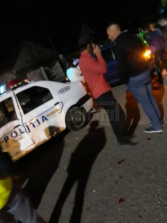 Mașină de poliție, implicată într-un accident în comuna Satu Mare