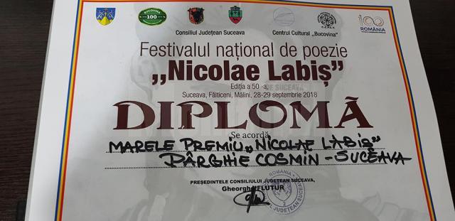 Marele Premiu „Nicolae Labiș” a fost obținut de un poet sucevean