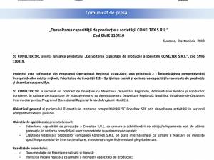 „Dezvoltarea capacităţii de producție a societăţii CONELTEX S.R.L.” Cod SMIS 110419